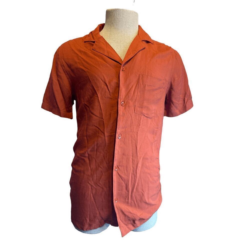 WeWoreWhat Button Down Shirt Sz S Short Sleeves Dark Orange NWT
